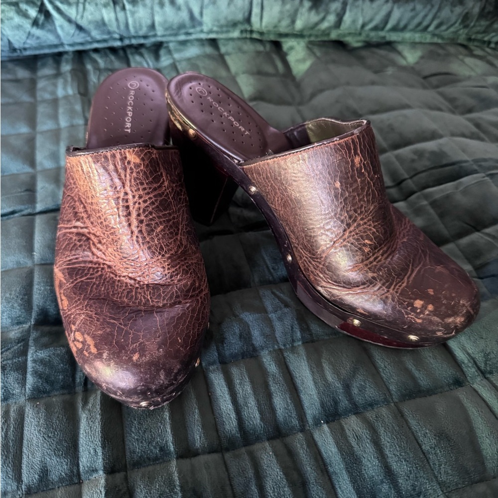 Brown Leather Clogs